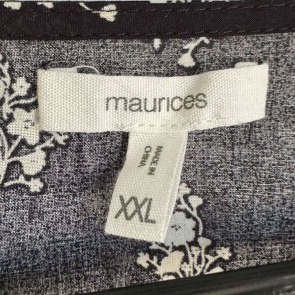 NEW Maurices Womens 100% Cotton Black Floral Peasant Blouse sz XXL Boho Cottage - Picture 6 of 10